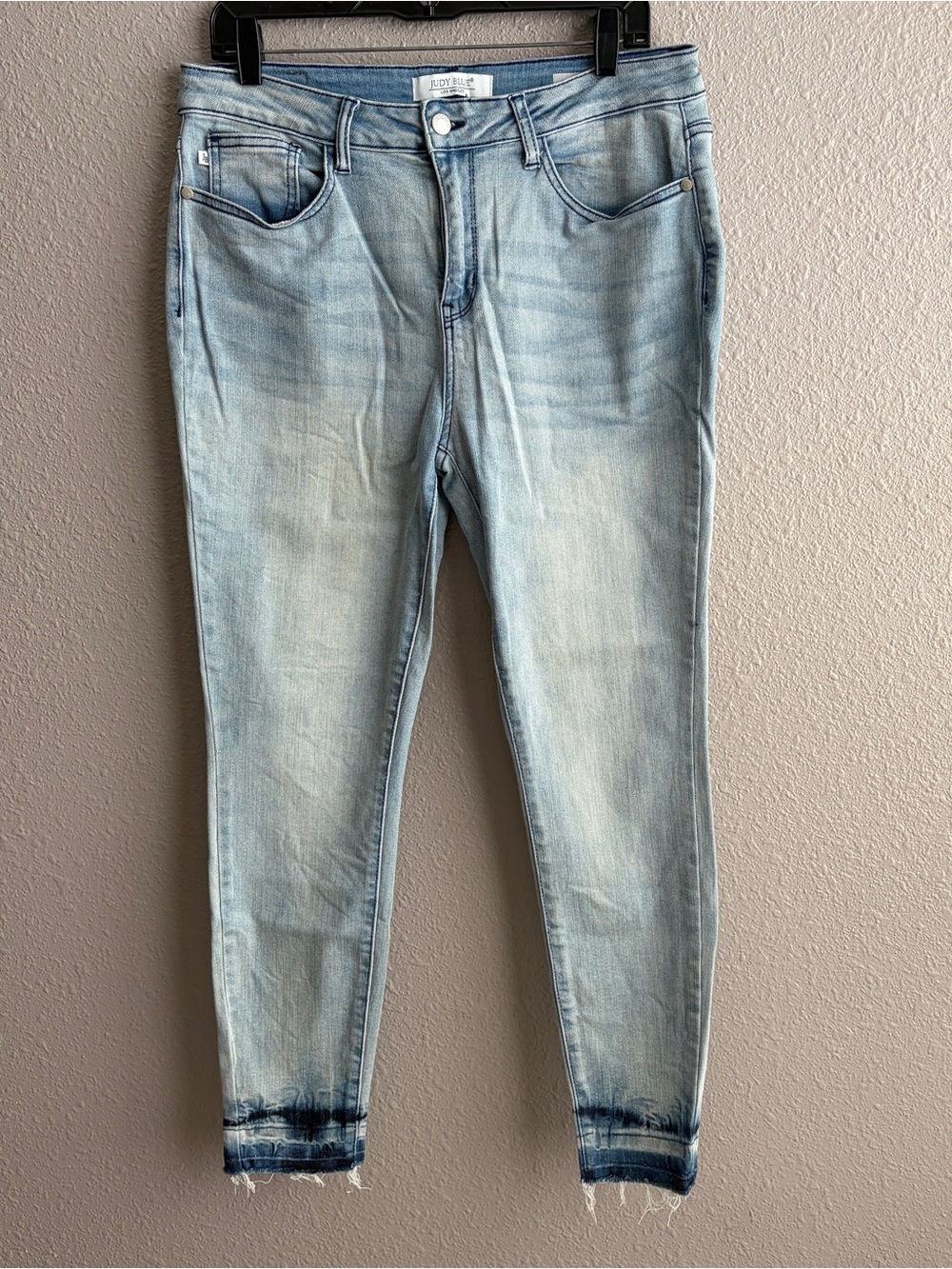 Judy Blue Skinny Fit Jeans‎ Stretch Light Wash Raw Hem Mid Rise Denim 11/30